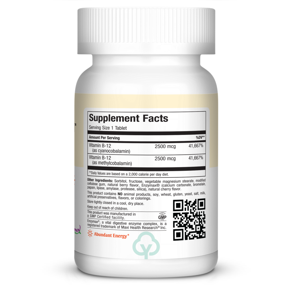 Maxi Health Chewable B12 5000 60 Chews Abundant Energy